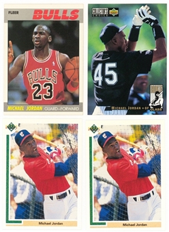 1987-94 Michael Jordan Card Quartet Including Fleer 2nd Year Card and Baseball Rookie Cards  